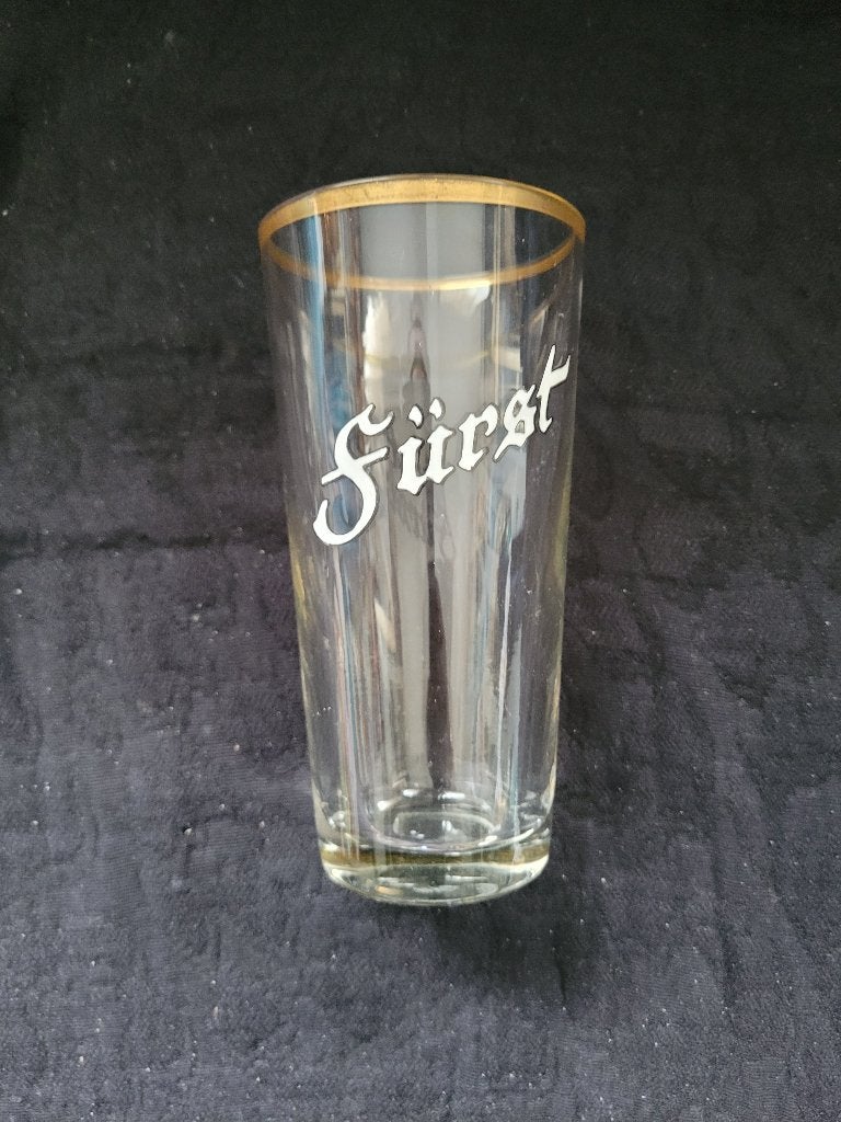 antiek Fürst geëmailleerd bierglas, Verzamelen, Biermerken, Ophalen of Verzenden, Gebruikt, Glas of Glazen, Overige merken