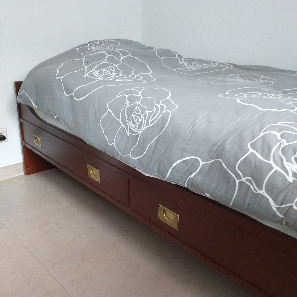 eenpersoonsbed, Huis en Inrichting, Ophalen, Eenpersoons, Bruin, Bootstijl