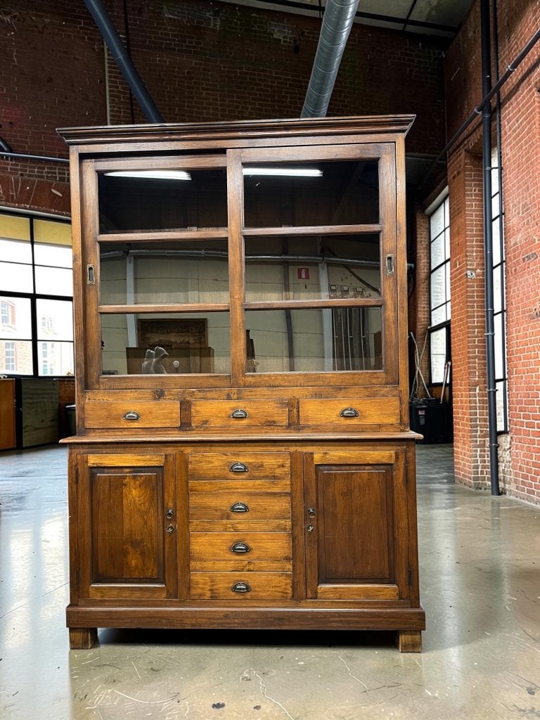vintage houten vitrinekast / buffetkast / barkast, Huis en Inrichting, Ophalen