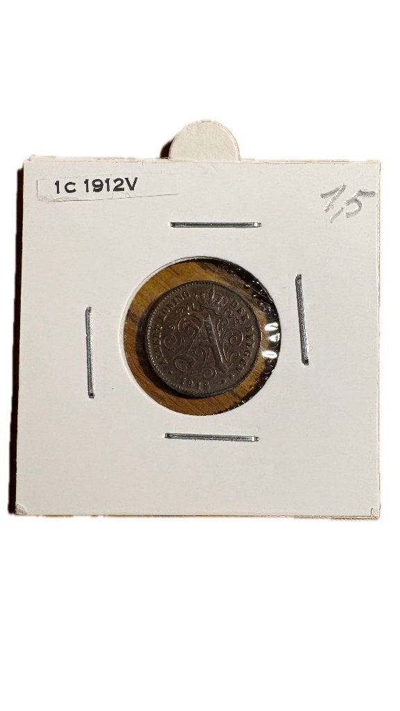 ALBERT I: 1 CENT 1912V (2), Postzegels en Munten, Ophalen of Verzenden
