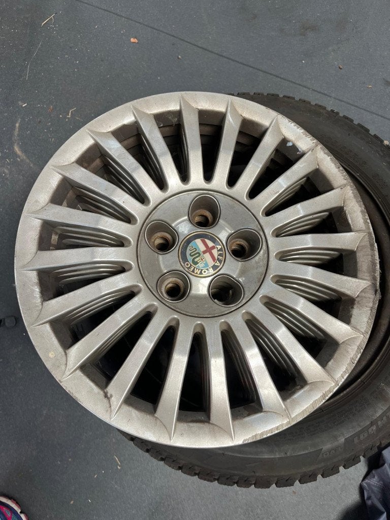 Wielen + Banden  Bridgestone + velgen Alfa Romeo, Ophalen, Gebruikt, 16 inch, Banden en Velgen