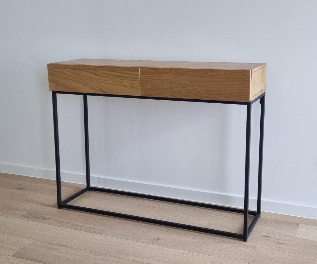 Wandtafel / consoletafel / halmeubel ALMA van CASA, 2 lades, Ophalen, 100 tot 150 cm, 1 of 2 laden, Eikenhout