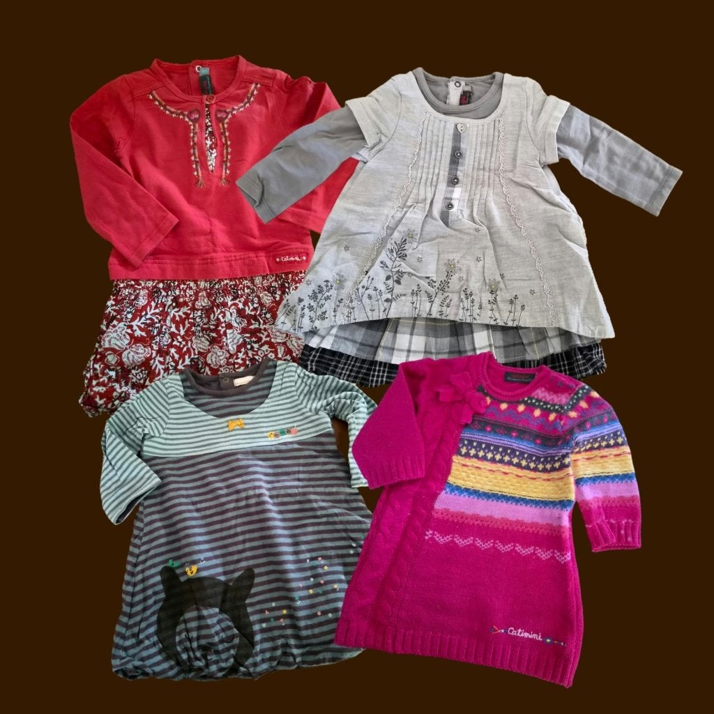 Lot 4 robes hiver 12 mois Créateur Catimini COMME NEUF !, Catimini, Robe ou Jupe, Comme neuf, Enlèvement