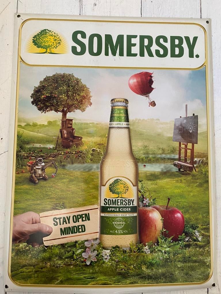Somersby metalen reclamebord – decoratief / mancave / bar, Verzamelen, Merken en Reclamevoorwerpen, Zo goed als nieuw, Reclamebord