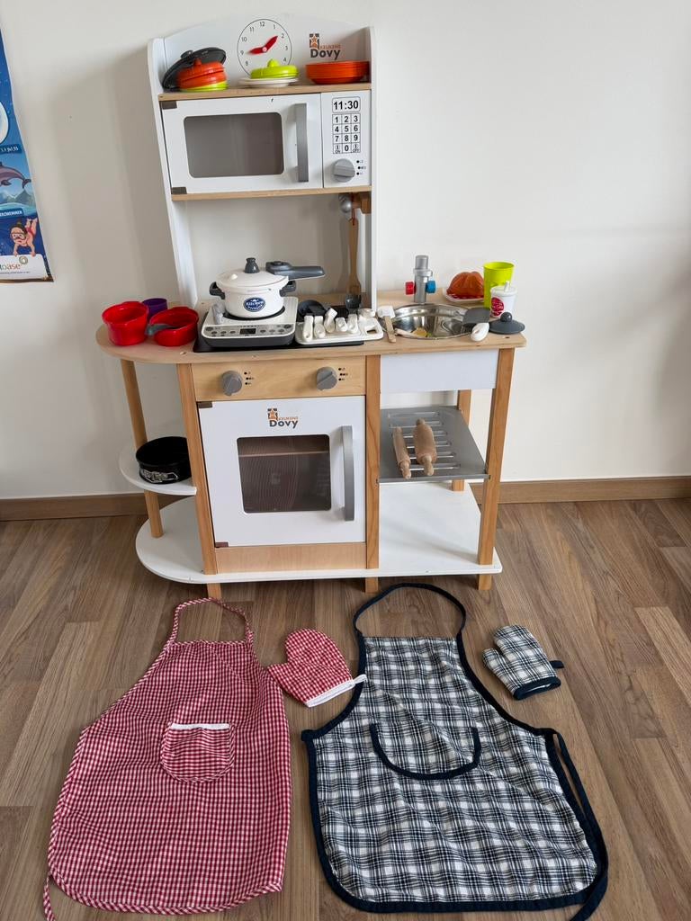 Speelgoedkeuken Dovy met toebehoren, Enlèvement, Utilisé, Bois, Jouer à la cuisine