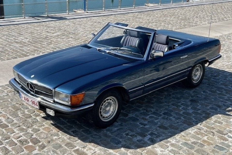 Mercedes 280 SL Cabrio R107, Auto's, Automaat, Achterwielaandrijving, Cabriolet, Blauw
