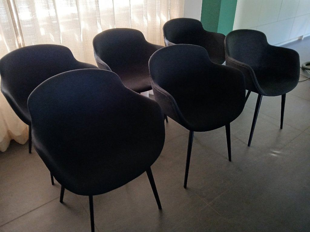 6 stevige eetkamerstoelen zwarte stof, Huis en Inrichting, Stoelen, Ophalen, Zwart, Zo goed als nieuw, Stof