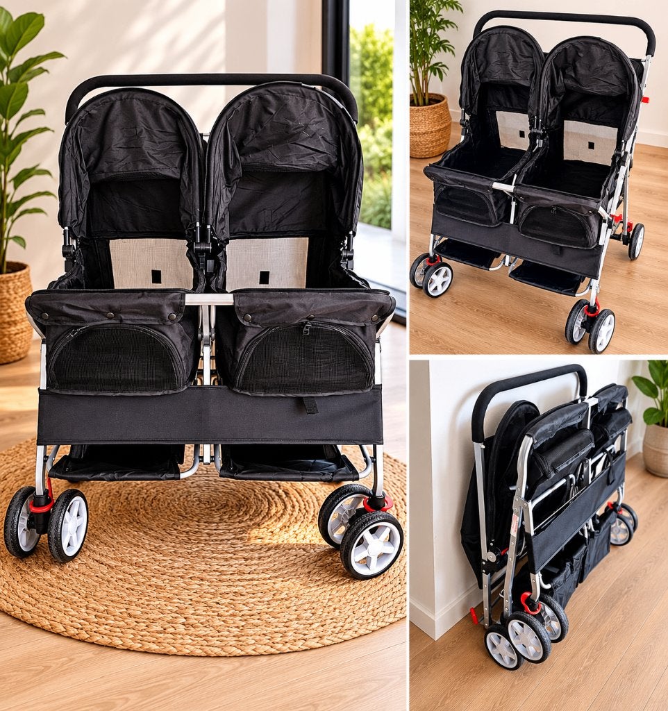Ruime dubbele hondenbuggy– opvouwbaar en praktisch!, Dieren en Toebehoren, Honden-accessoires, Zo goed als nieuw, Ophalen