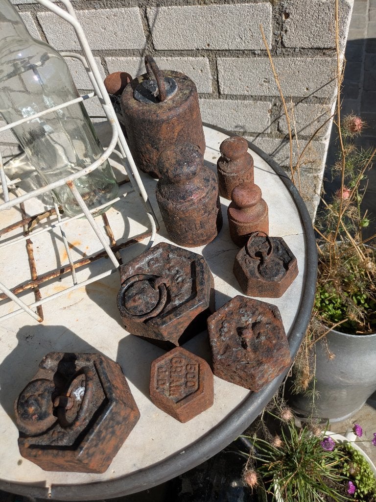 Metalen gewichten vintage 10 stuks, Diversen, Ophalen, Gebruikt