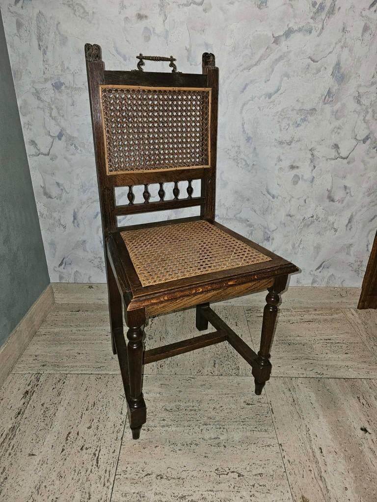 4 chaises vintage style « Henri II » avec tête de lion, Antiquités & Art, Enlèvement