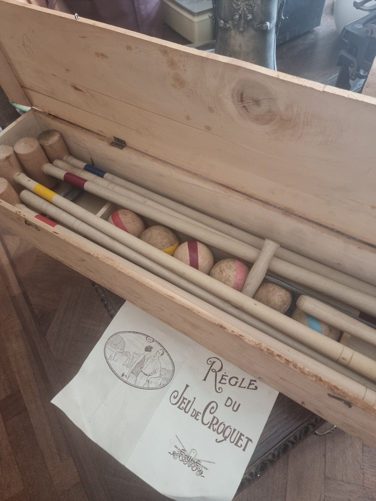 Très ancien jeu de croquet, excellent état, Antiquités & Art, Enlèvement
