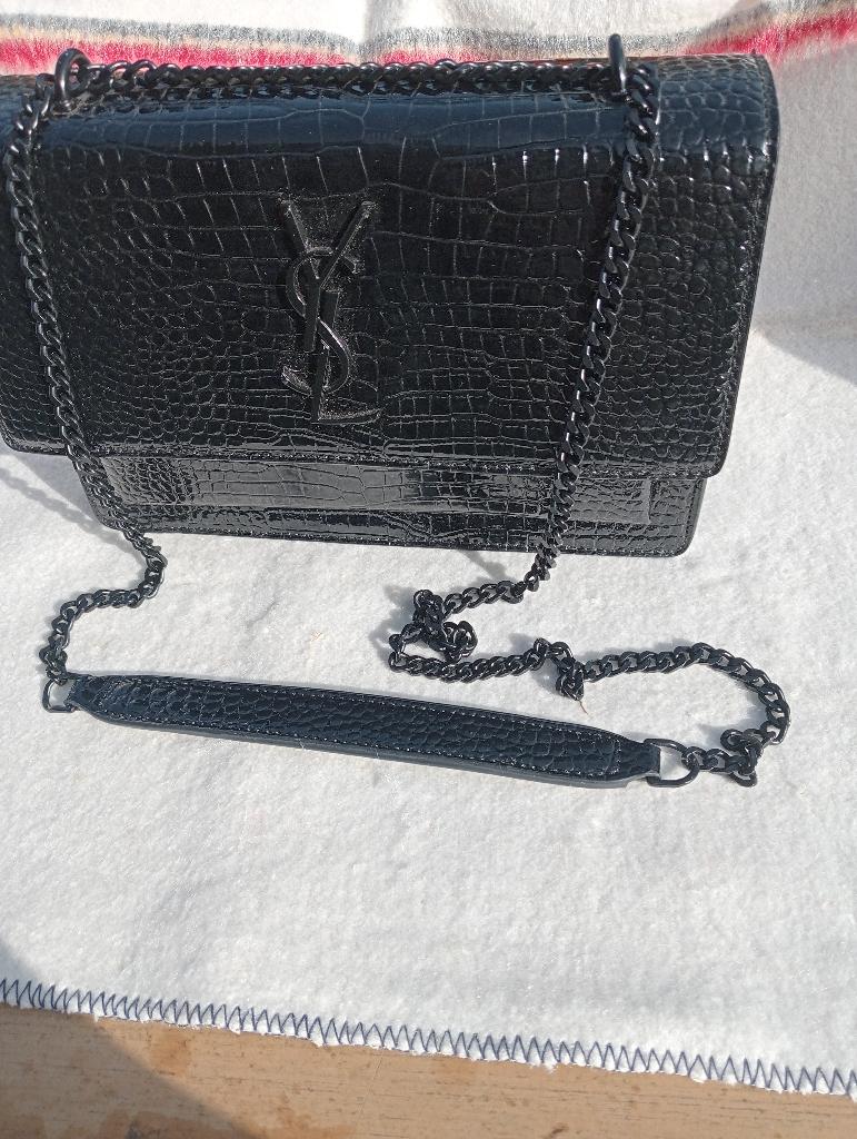 Sac a main sunset emdosse crocodile Yves Saint Laurent, Enlèvement, Comme neuf, Noir, Sac à bandoulière