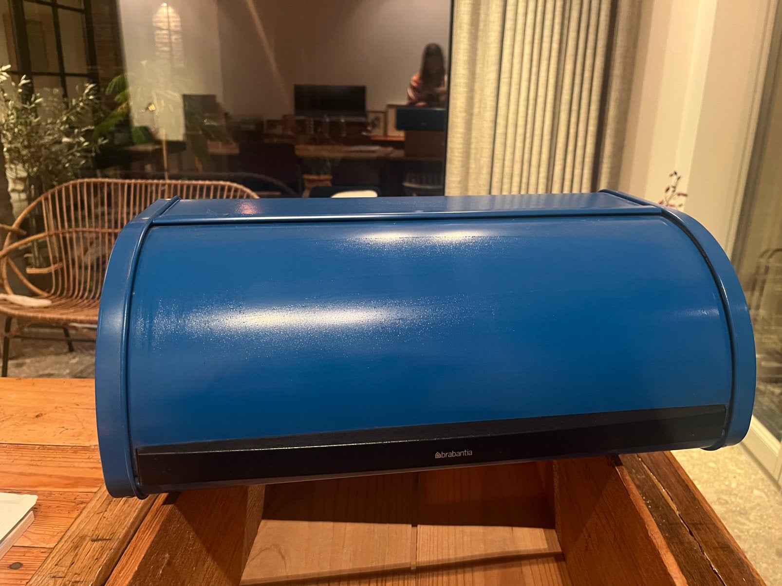 Broodtrommel Brabantia petrol blauw, Blauw, Ophalen of Verzenden, Zo goed als nieuw, Metaal
