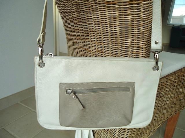 Handtas wit-taupe, Ophalen of Verzenden, Gebruikt, Wit