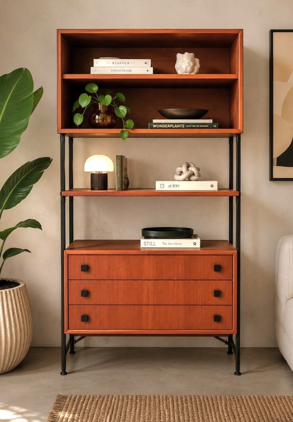 Vintage wall unit kast van Belgische Mdk, Huis en Inrichting, Kasten | Wandmeubels, Ophalen