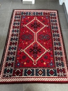 Tapis noué à la main, fait main, 192cmx135 cm, Maison & Meubles, Rouge, 100 à 150 cm, Tapid d'Orient, 150 à 200 cm