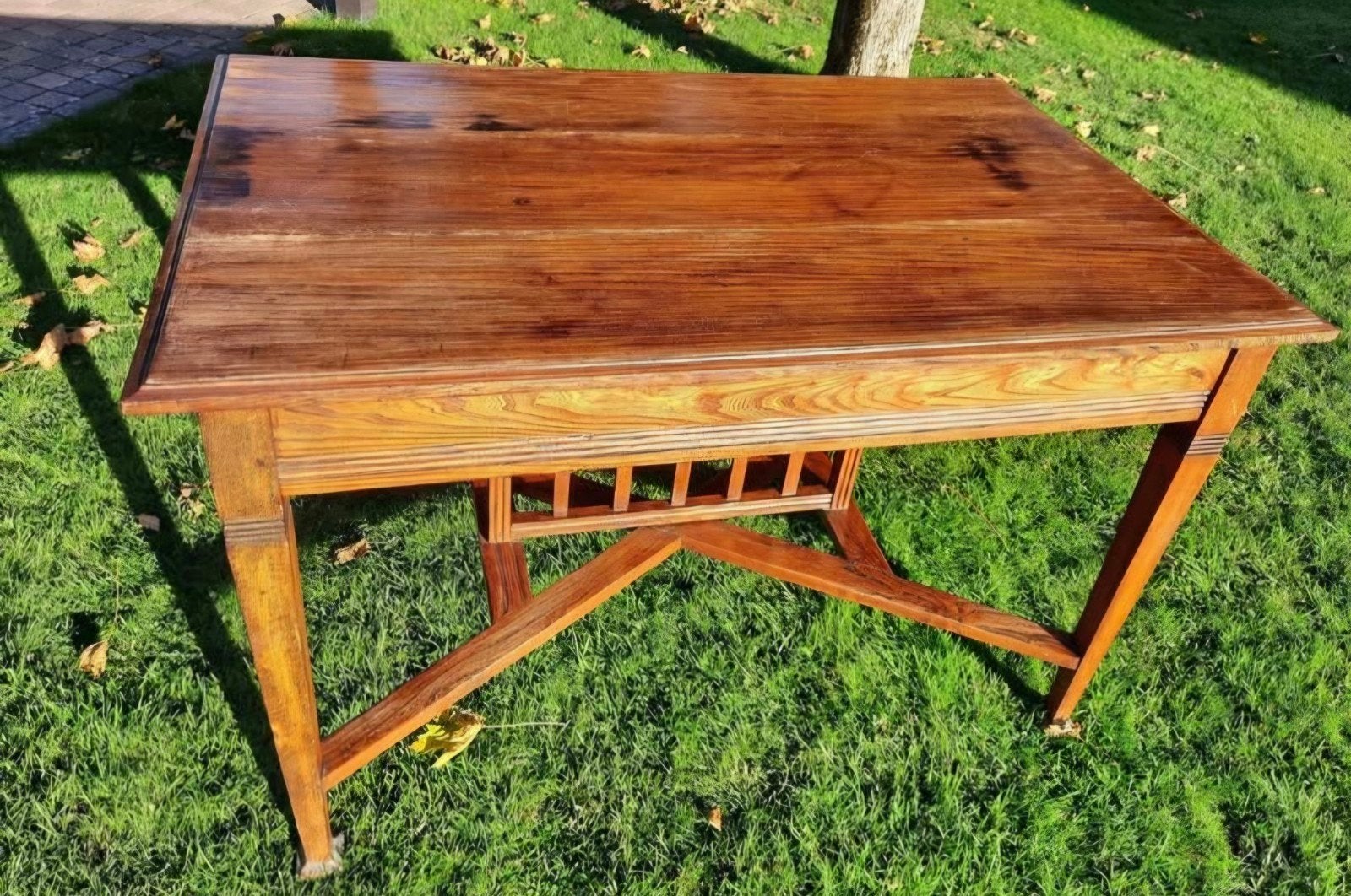 Eiken tafel 4 stoelen Jugendstil art-deco, Ophalen