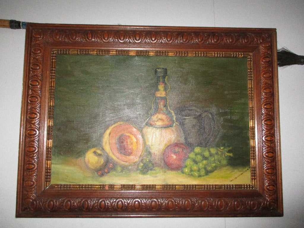 schilderij stilleven van Van Caelenberge, Ophalen, Bijzondere lijst, Stilleven, Doek