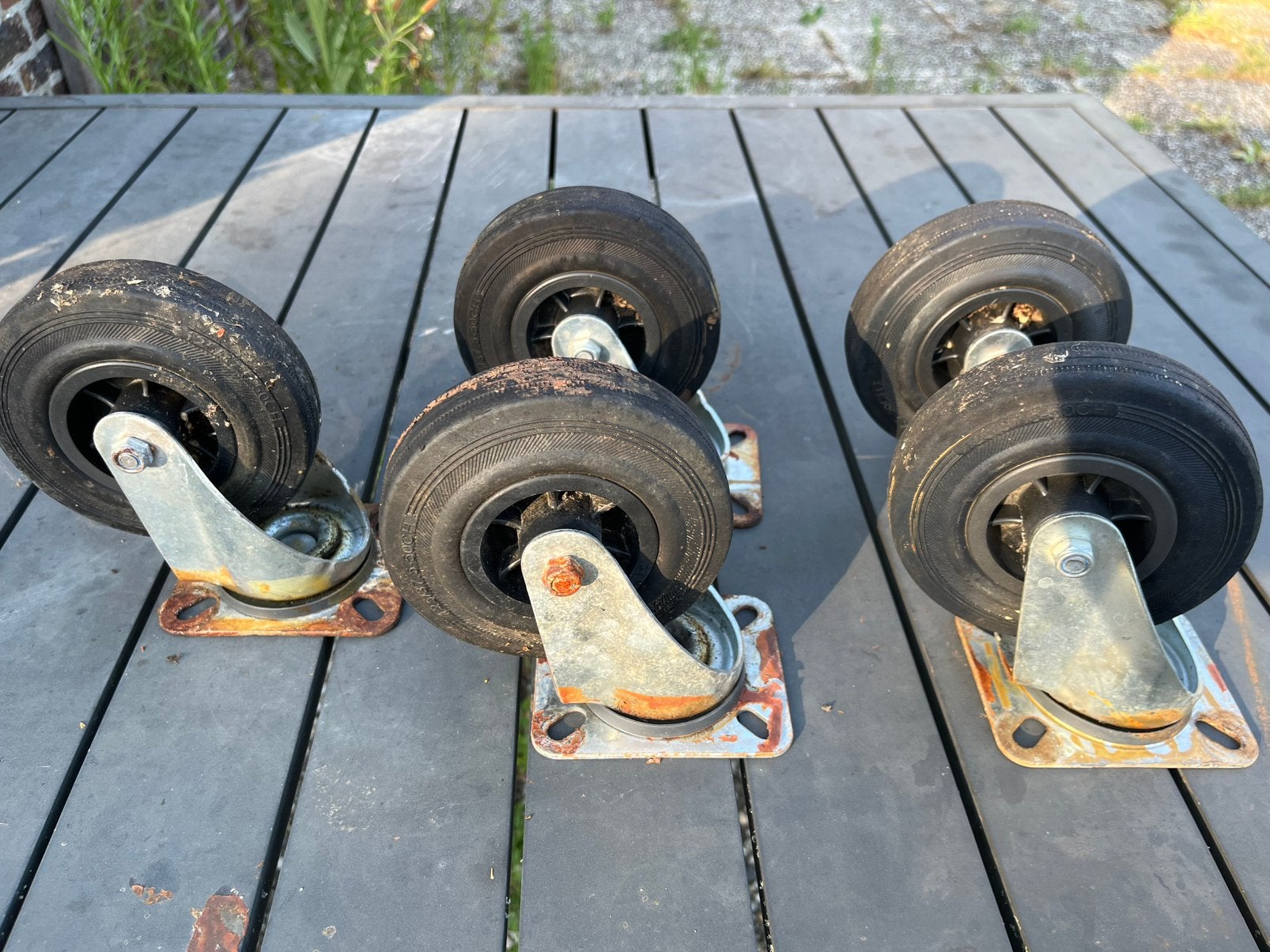 Zwenkwielen 5 stuks, Doe-het-zelf en Bouw, Zwenkwielen, Ophalen, Gebruikt