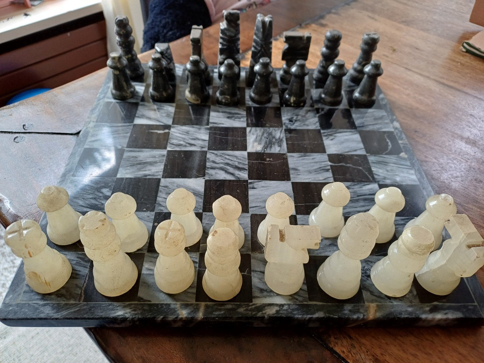 marmeren schaakbord, Een of twee spelers, Ophalen, Gebruikt