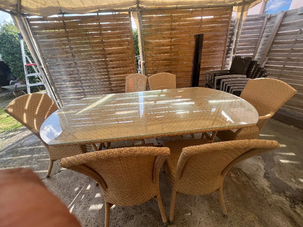 Veranda-eetkamer, rieten, Ophalen, Gebruikt, En osier, 4 tot 6 stoelen