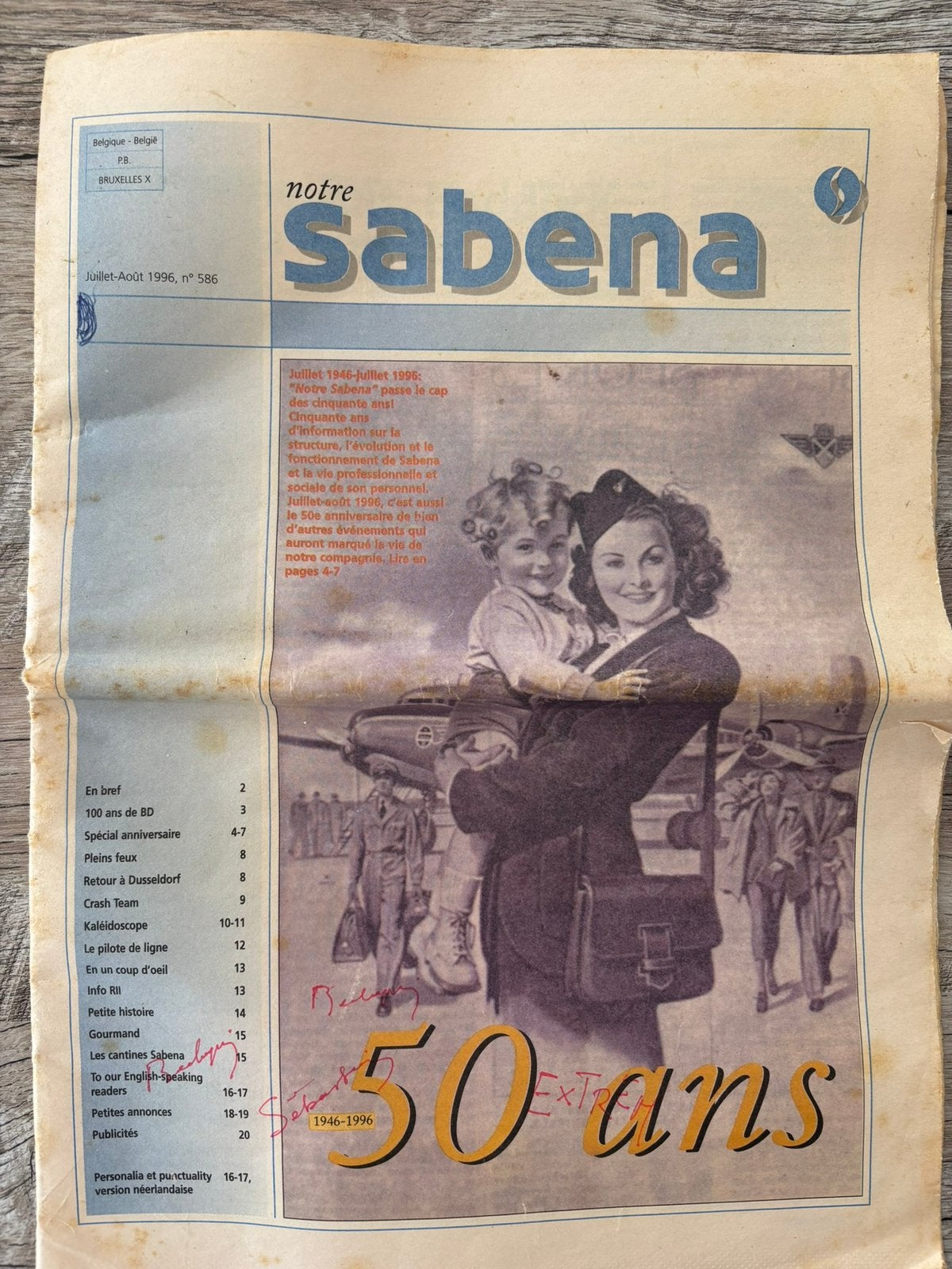 Journal de la Sabena 50 eme année, Envoi, Journal