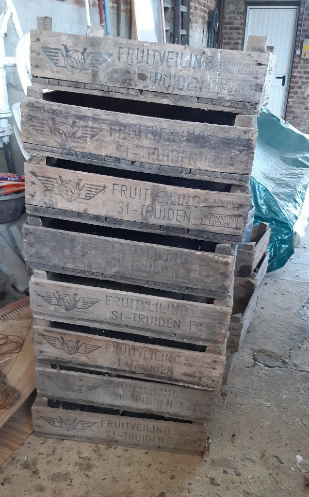 Originele Houten Fruitkisten / Veilingkisten, Huis en Inrichting, Ophalen, Gebruikt