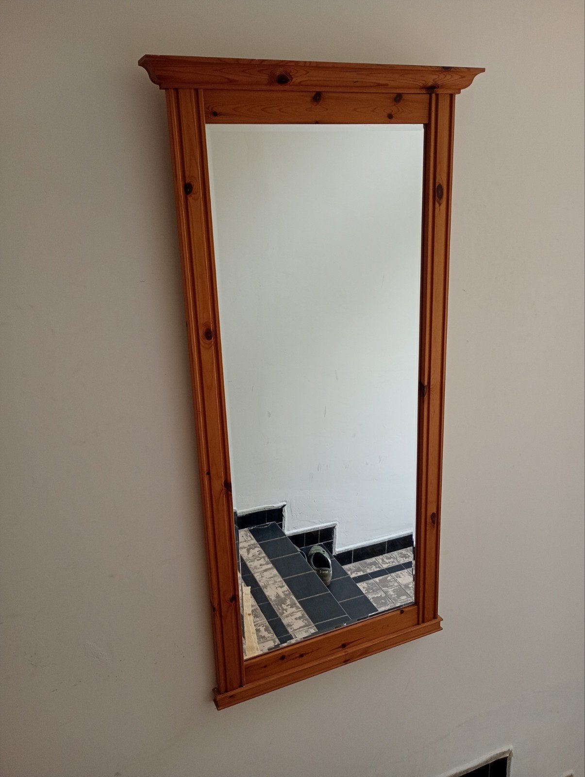 Miroir rectangulaire bois, Maison & Meubles, Comme neuf, Enlèvement, 50 à 75 cm, 100 à 150 cm