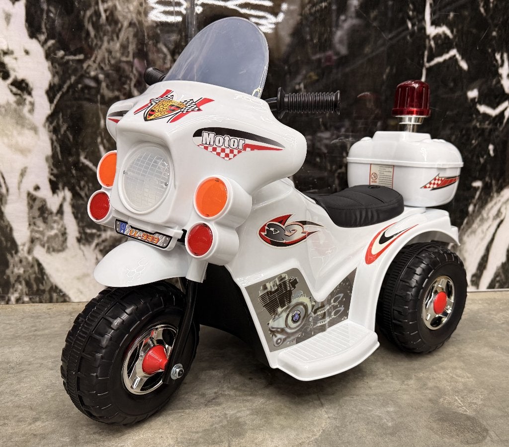 Politiemotor wit 6v Sirene - Verlichting -geluiden, Kinderen en Baby's, Nieuw