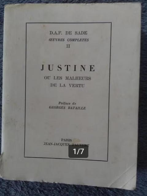 "Justine ou les malheurs de la vertu" Marquis de Sade (1955), Enlèvement ou Envoi, Marquis de Sade, Utilisé, Europe autre