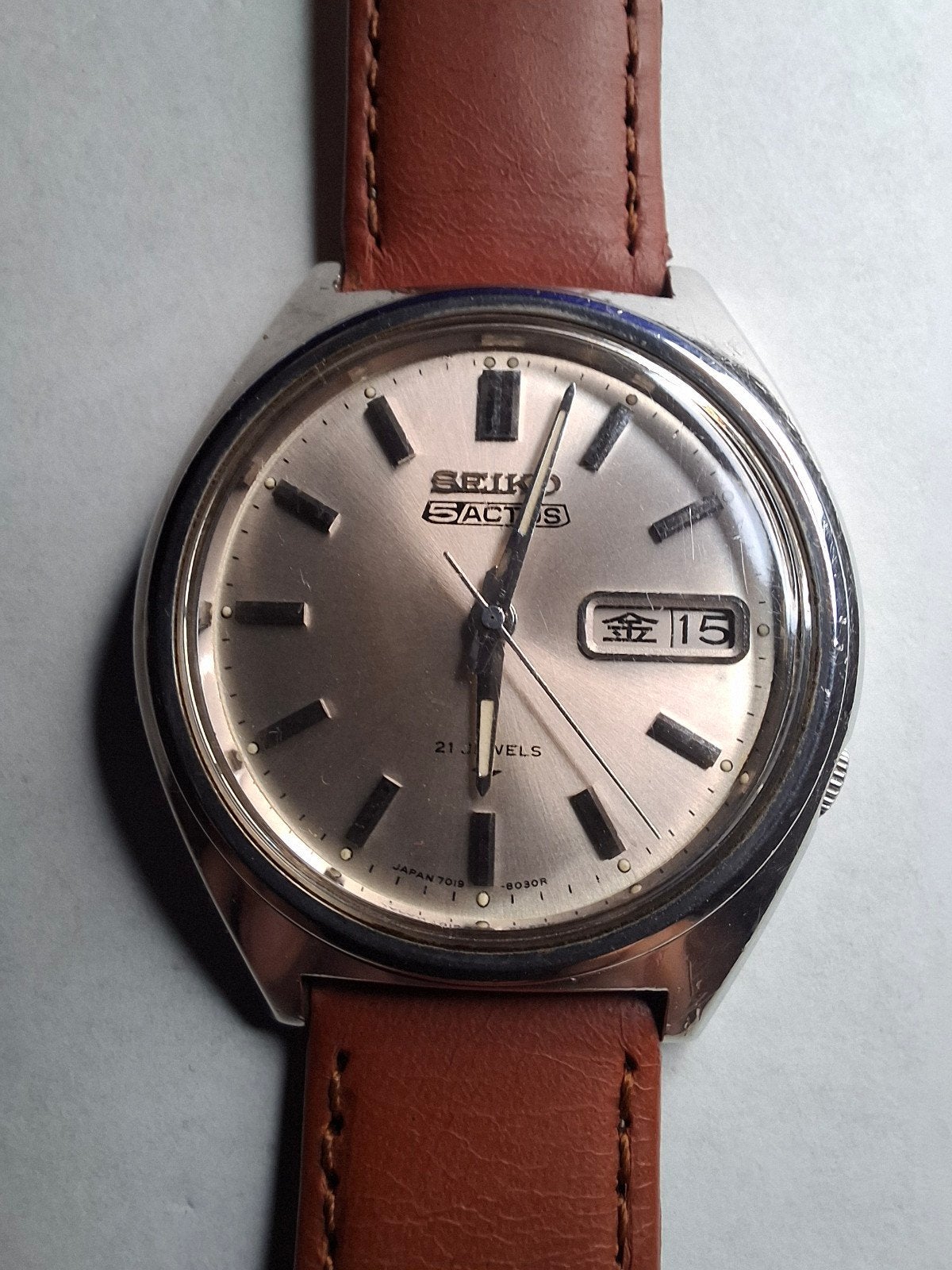 Vintage Seiko 5 Actus 7019-8010 – JDM Kanji – Jaren 70, Handtassen en Accessoires, Seiko, Staal, Met bandje, 1960 of later