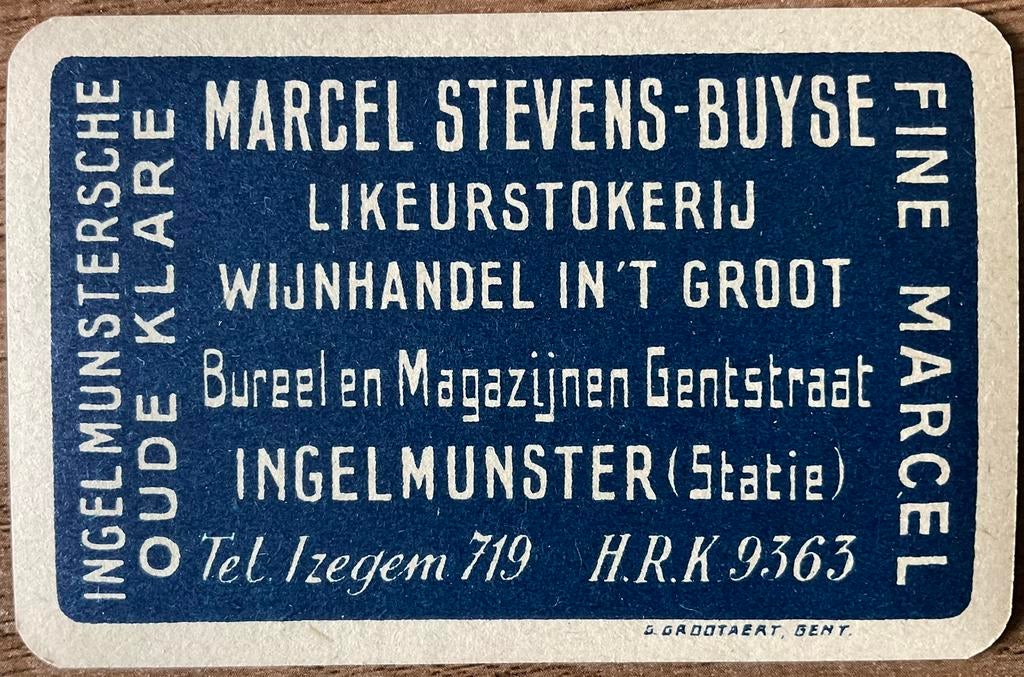 Speelkaart IZEGEM/INGELMUNSTERSCHE OUDE KLARE, Ophalen of Verzenden, Zo goed als nieuw, Speelkaart(en)