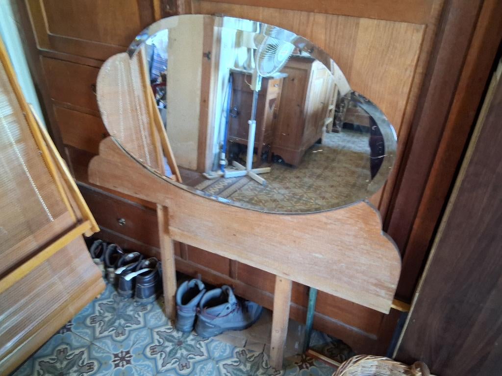 Vintage spiegel, Antiek en Kunst, Ophalen, Ovaal, 50 tot 100 cm, Minder dan 100 cm