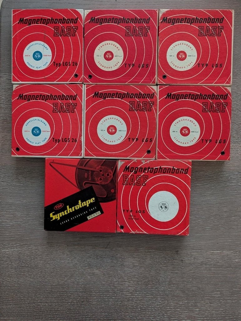 Lot vintage BASF magnetophonbanden / spoelenbanden – 8 stuks, Audio, Tv en Foto, Bandrecorder, Ophalen of Verzenden, Onderdeel