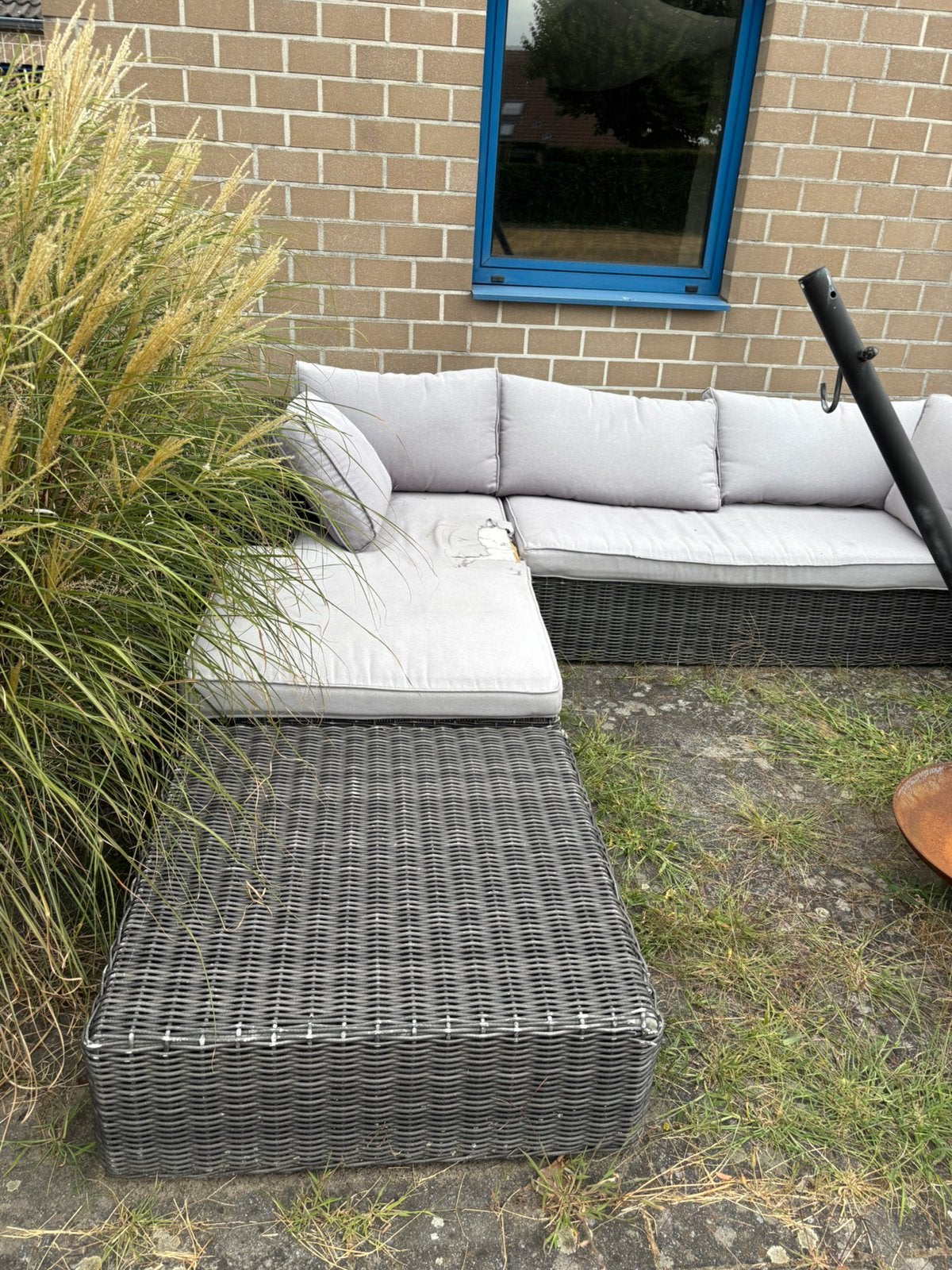 loungeset met of zonder kussens, Ophalen, Kunststof, Gebruikt, 6 zitplaatsen