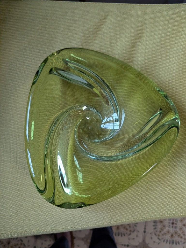 Vintage Val Saint Lambert kristallen schaal (met schade), Antiek en Kunst, Ophalen of Verzenden