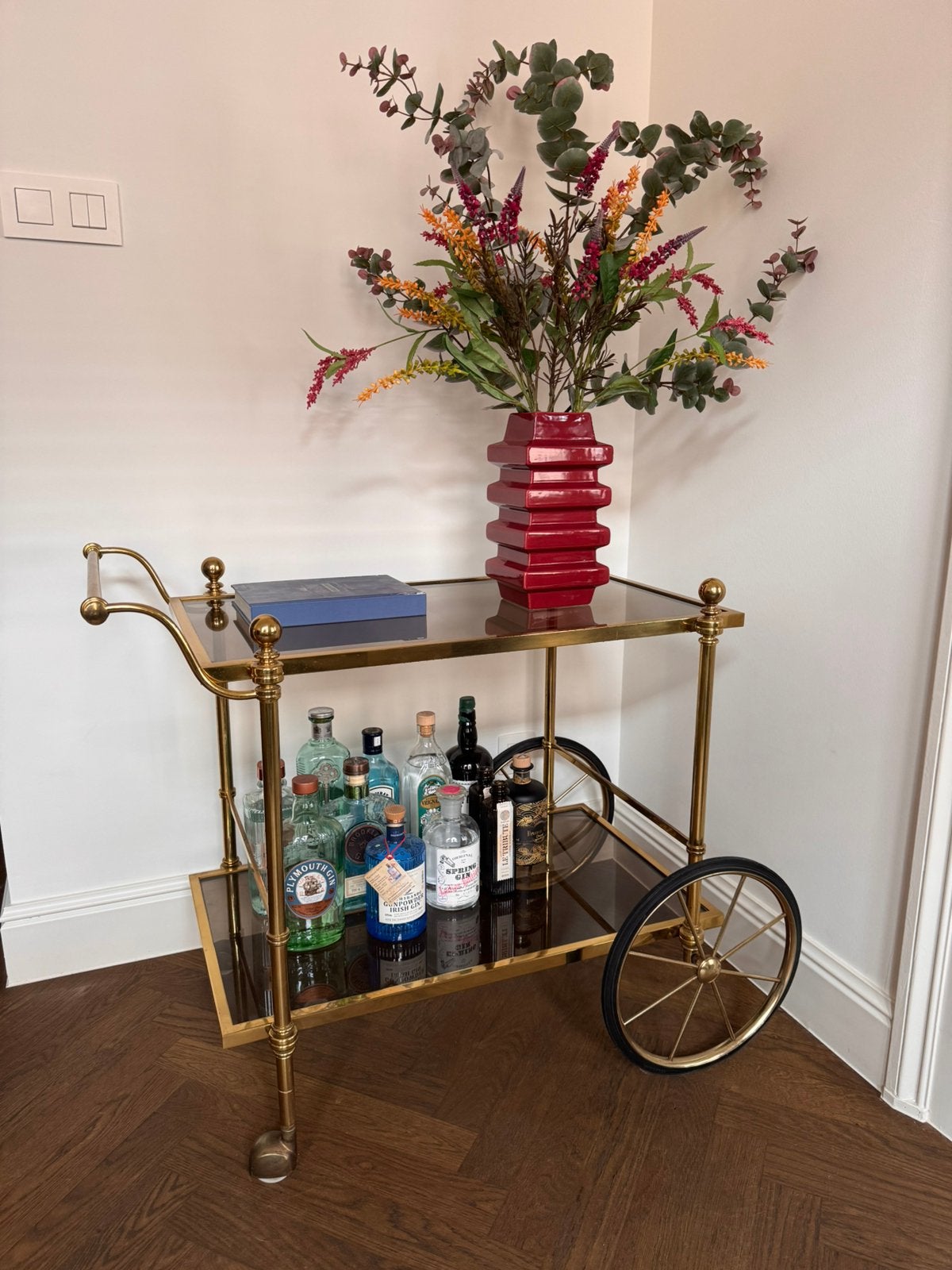 Prachtig authentiek messing serveerwagen trolley, Ophalen