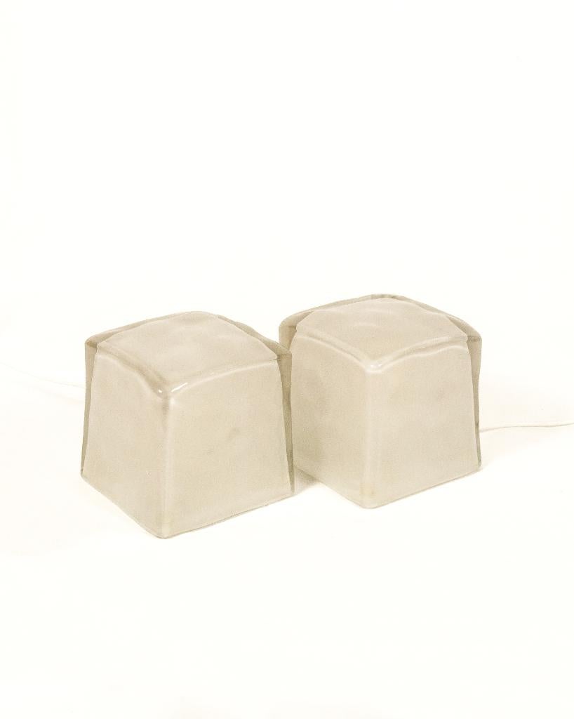 Ensemble lampes Ikea Iviken Ice Cube vintage 90s, Enlèvement ou Envoi, Comme neuf, Verre, Moins de 50 cm