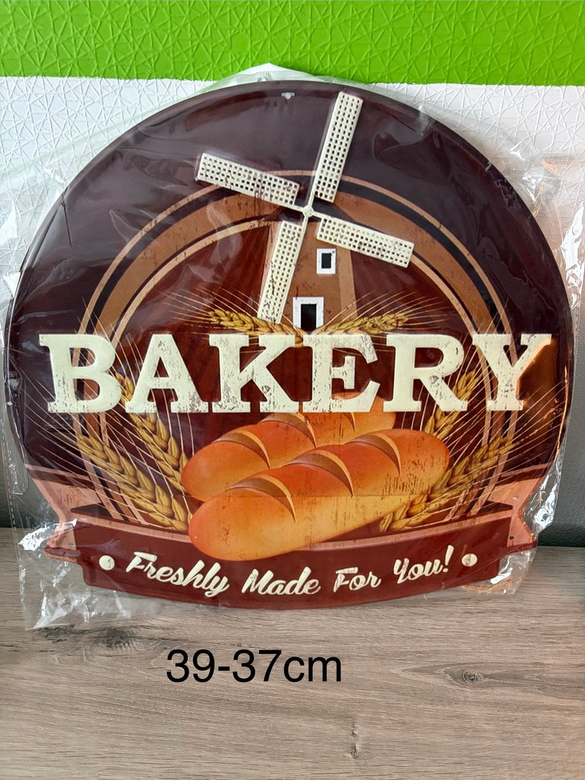 Decoratie plaat ijzer bakery molen brood   39-37cm, Huis en Inrichting, Ophalen of Verzenden, Zo goed als nieuw