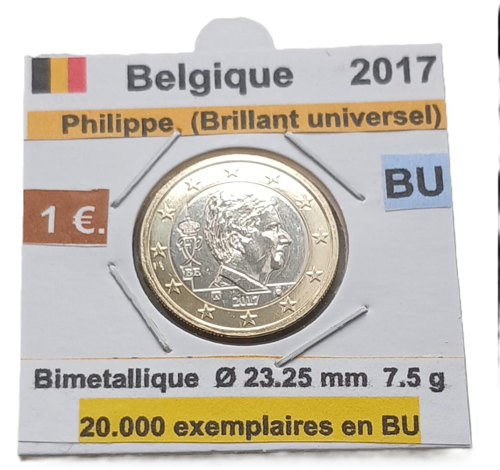 Belgique 1 €uro 2017 FDC en BU 20.000 ex. NEW., Timbres & Monnaies, Monnaies | Europe | Monnaies euro, Envoi, Belgique, 1 euro