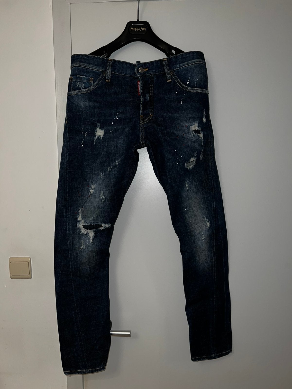 DSquared2 Sexy Twist Paint Jeans - Size 48, Kleding | Heren, Ophalen of Verzenden, Gedragen, Blauw, Overige jeansmaten