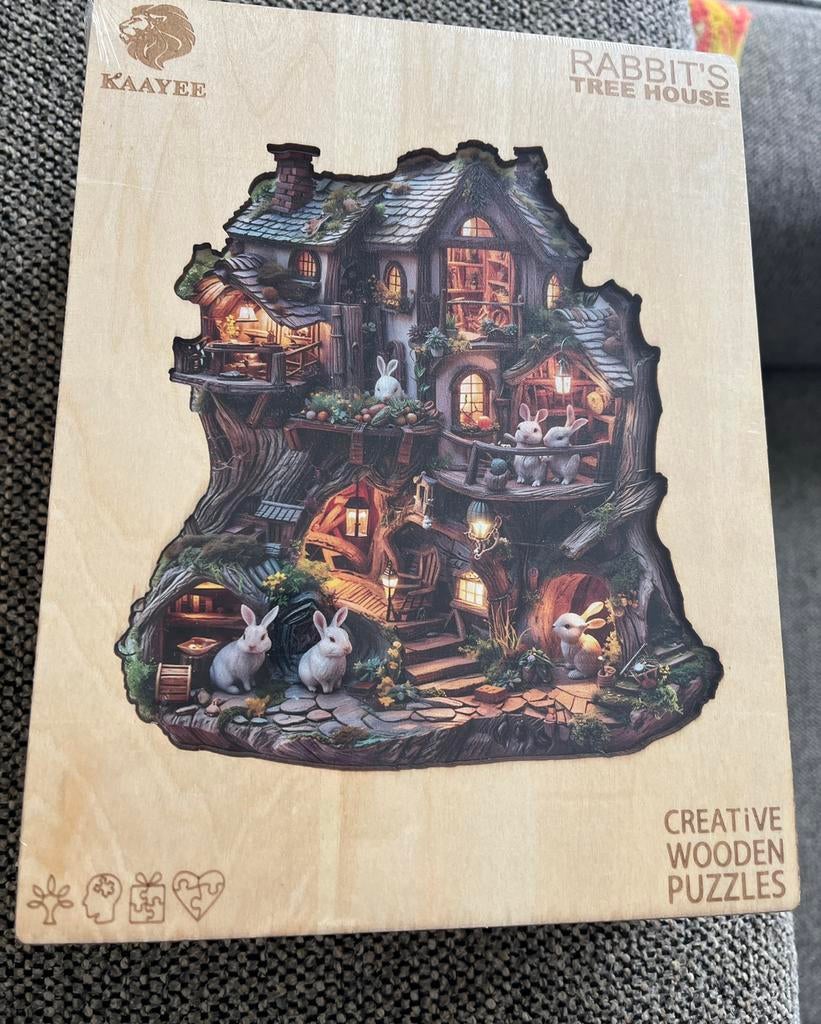 3D houten puzzel rabbits tree house LARGE (BOX NIEUW/SEALED), Enlèvement, Moins de 500 pièces, Neuf, Puzzle