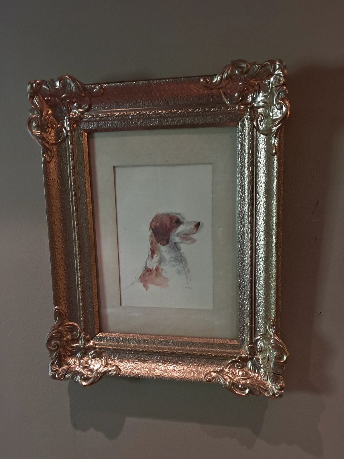 Antieke,houten, gedoreerde kader met glas, Ophalen
