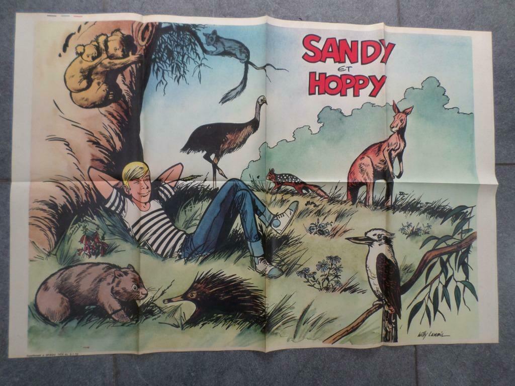 Sandy et Hoppy (Lambil) - poster BD - 1970, Enlèvement ou Envoi, Rectangulaire horizontal, A1 jusqu'à A3, Comme neuf