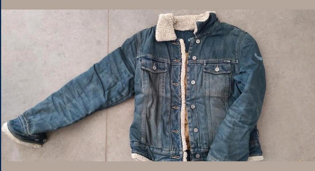 Winterjas jeans gewatteerd cracker maat s dames jas met wol, Ophalen of Verzenden, Gedragen, Maat 36 (S)