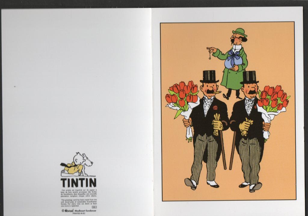 Grande carte postale double pliante : Hergé : Tintin/Kuifje, Enlèvement ou Envoi