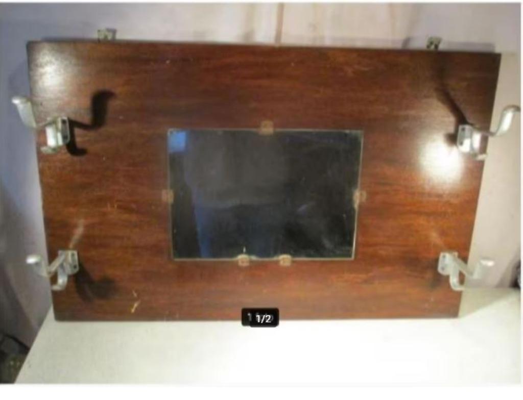 Magnifique porte-manteau mural rétro en bois avec miroir, Enlèvement ou Envoi, Utilisé, Bois, Portemanteau mural