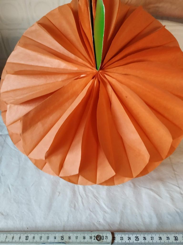 halloween pompoen in papier ongeveer 24cm, Ophalen of Verzenden