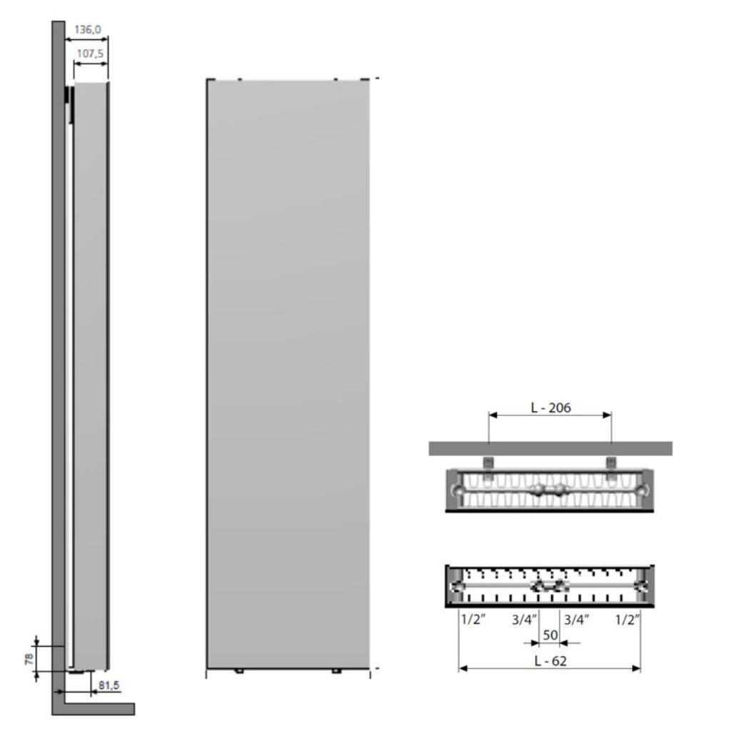 SUPERIA VERTI DESIGN 22 1800 X 600 2092 W NOIR DE JAIS (PROM, Enlèvement, Neuf, Radiateur