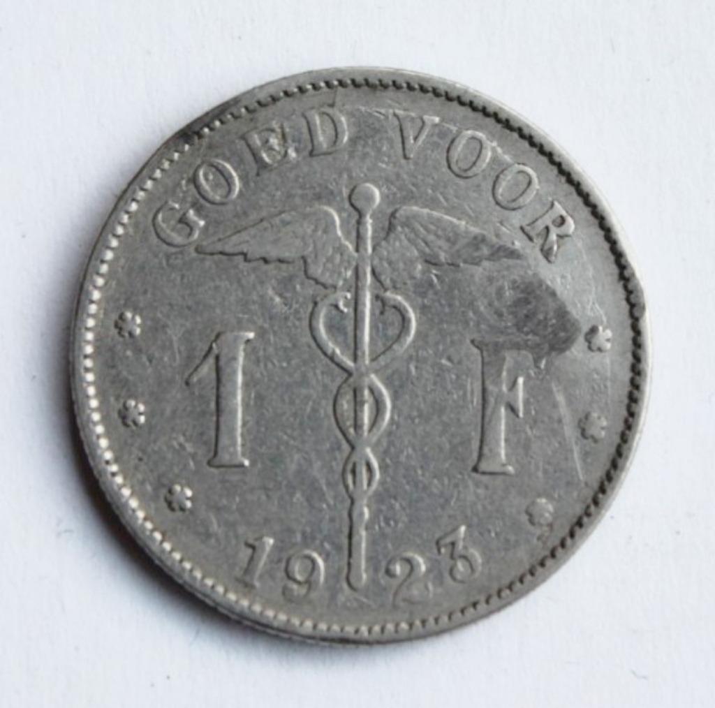 1 FRANK ALBERT 1 BELGIE 1923 VL, Postzegels en Munten, Ophalen of Verzenden, Overig, Losse munt